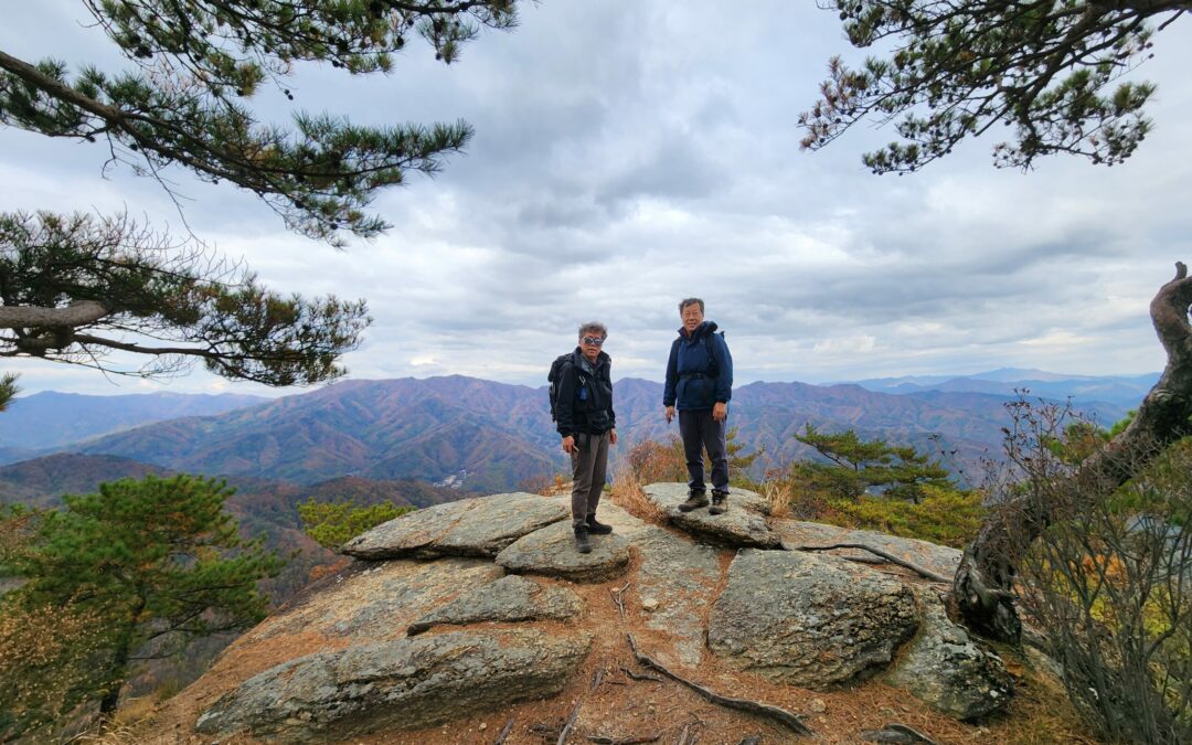 [원주 감악산] 급경사 암릉 지대가 살짝 긴장돼도 중첩된 산줄기가 사방으로 펼쳐 있고 연초록 소나무와 가을단풍이 더해지니 절로 탄성이 나오더군요